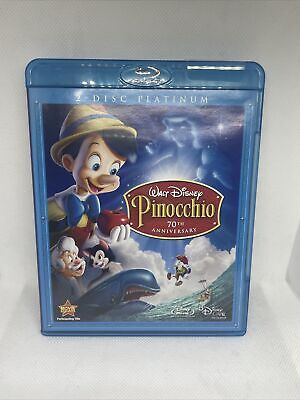 Pinocchio (Blu-ray/DVD,3-Disc Set, 70th Anniversary Platinum—Like New(DISNEY)