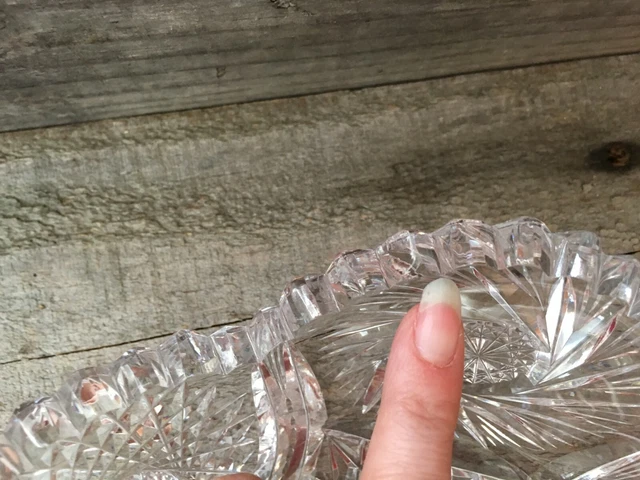 American Brilliant Cut Glass Small Bowl Hobstars and Pin Wheels 8