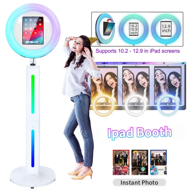Portable 10.2~12.9" Ipad Pro Photo Booth Metal Shell LED Stand Selfie Machine