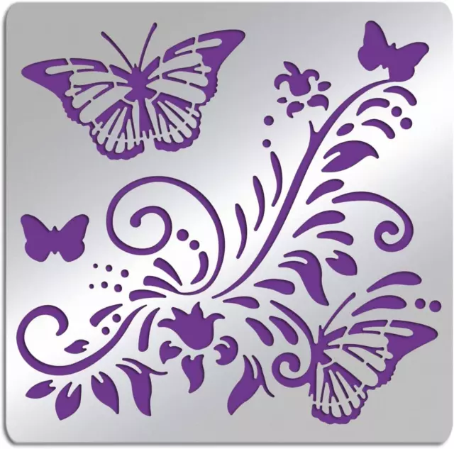 Butterfly Metal Stencils 6 Inch Square Scrapbooking Drawing Stencils Stainless S