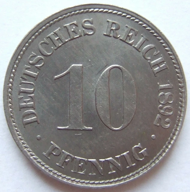 Moneta Reich Tedesco Impero Tedesco 10 Pfennig 1892 D IN Uncirculated