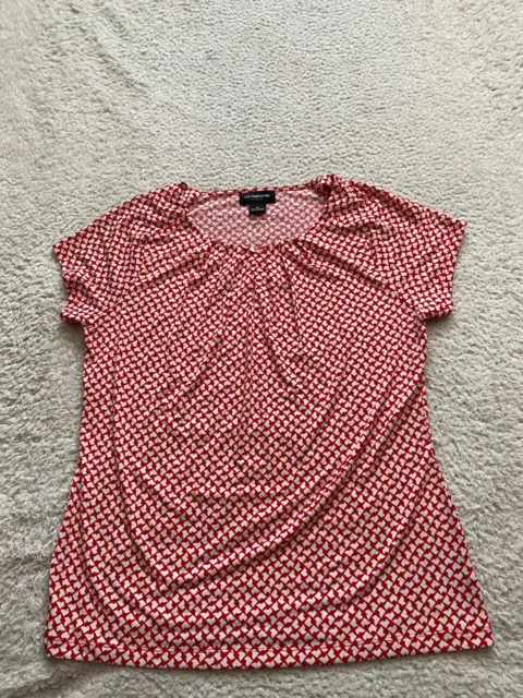 Liz Claiborne Career Women Short Sleeve Crew Neck Blouse Red Size M