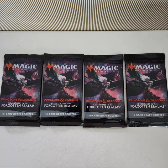 4 MTG Adventures in the Forgotten Realms DRAFT Booster Packs AFR From Sealed Box