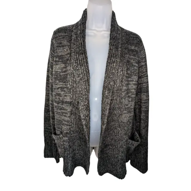 Element Large Charcoal Gray Knit Long Sleeve Open Cardigan Sweater Pocket Womens