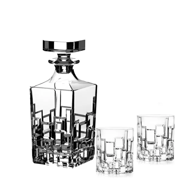 Set Etna Whisky Bottiglia Con 6 Bicchieri DOF In Vetro Resistente Luxion 7 Pezzi