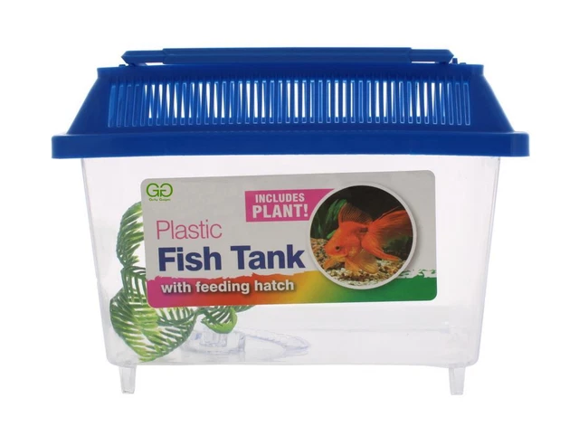 Mini Fish Tank Plastic Aquarium Bowl Pet Box Container Small Carry Handle UK 3