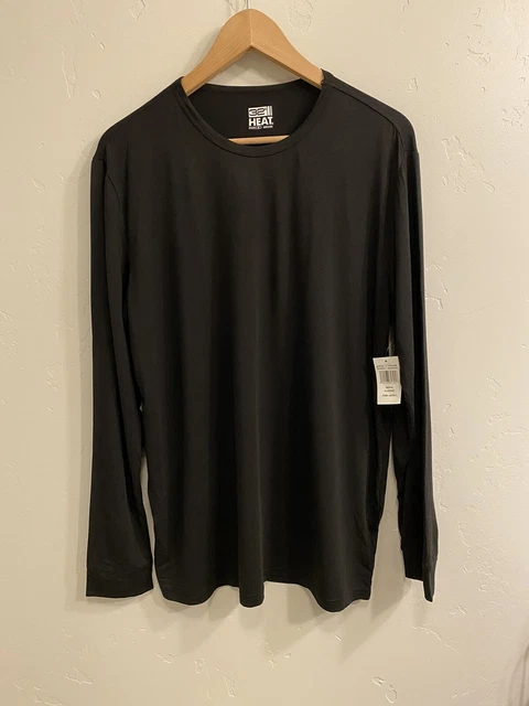 NWT! 32 Degrees Heat Men's Long Sleeve Crew Neck Shirt  Size XL Black