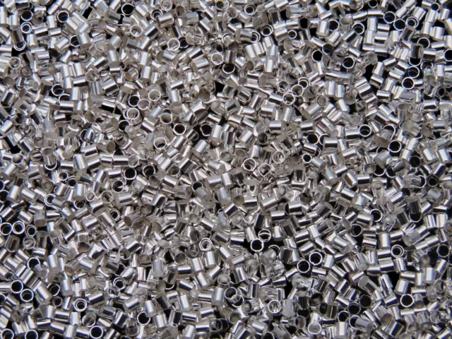 200 x 2mm x 2mm Silver Plated Tube Crimp Beads Findings Craft Beading K98