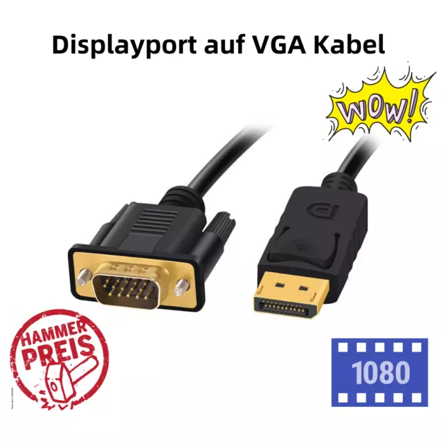 H17M Displayport Sur Câble VGA 1.8m Dp Vers VGA Connecteur À Fiche 1080P Full HD