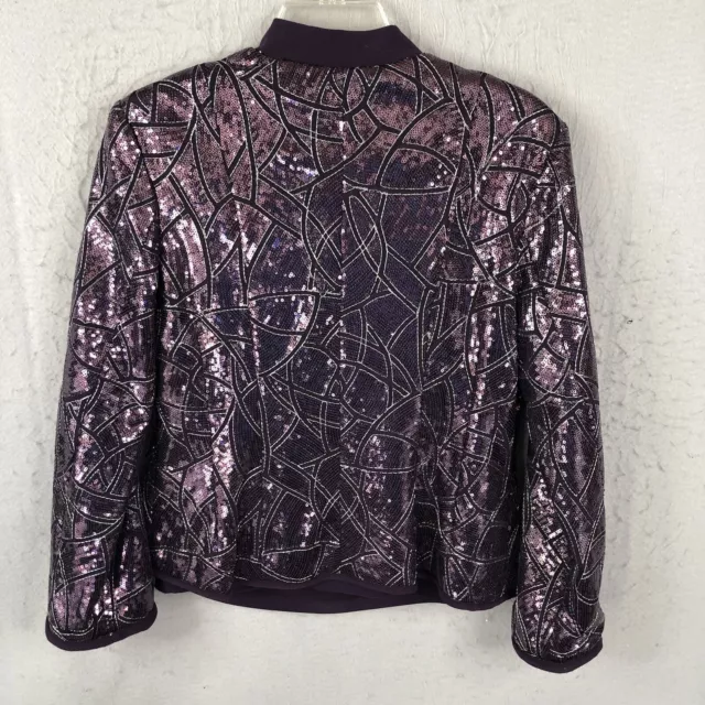 Picadilly Twin Set Womens Extra Small Purple Sequin All Over Jacket Event NEW 2