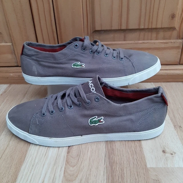 Lacoste mens riberac leather trainers white dark blue discount