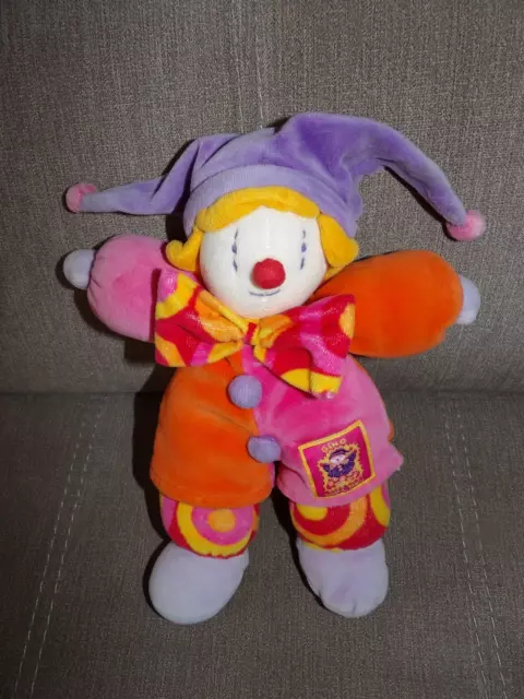 Doudou Peluche Moulin Roty Clown Gino Rose Orange Violet 26 cm