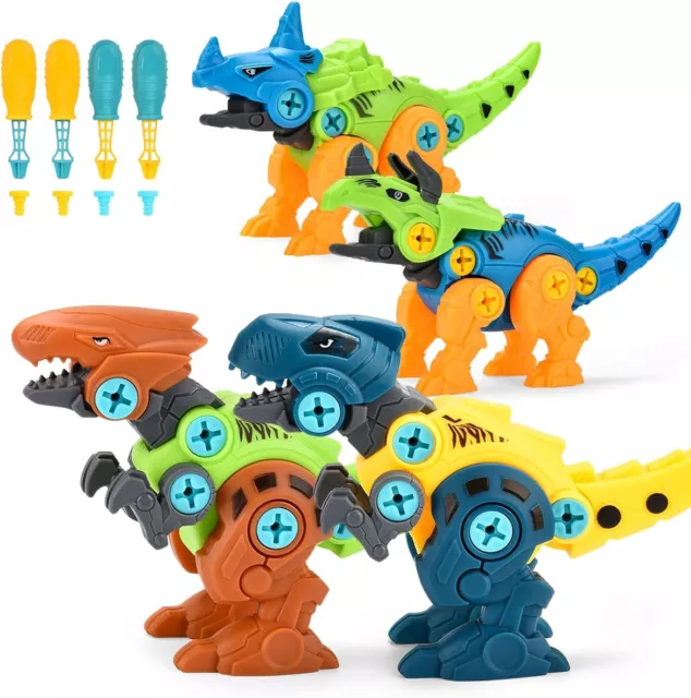 ALLCELE Dinosaurier Montage Spielzeug, 4-in-1 DIY Dinosaurier Figuren Set Kinder