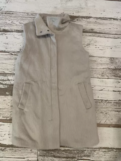 Theory Visterna Faux Fur Virgin Wool Plush Vest Snap/Zip Jacket Womens Size S