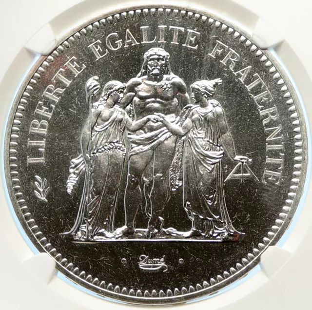 1978 FRANCE Large HERCULES Motto VINTAGE Old Silver 50 FRANCS Coin NGC i98429