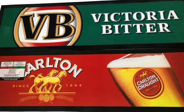VB Victoria Bitter & Carlton Draught Beer Bar Mats (2) Man Cave Garage Dad New