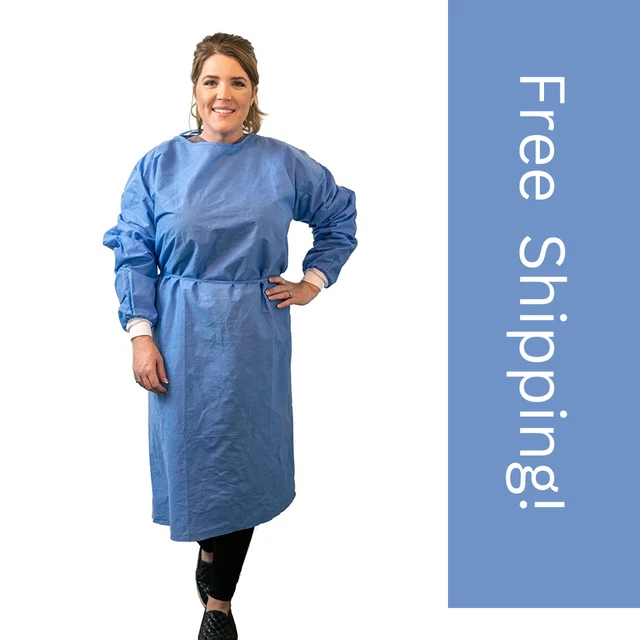 100-Pack Level 2 Disposable Isolation Gown Baluster Fully Closed, Knitted Cuffs