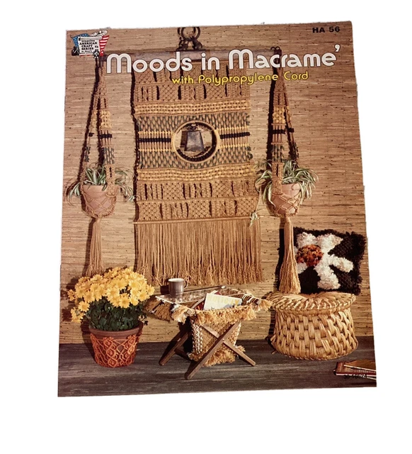 Patrones de colgadores de pared y plantas Macrame Plus 1977 vintage hágalo usted mismo Boho hippie Groovy