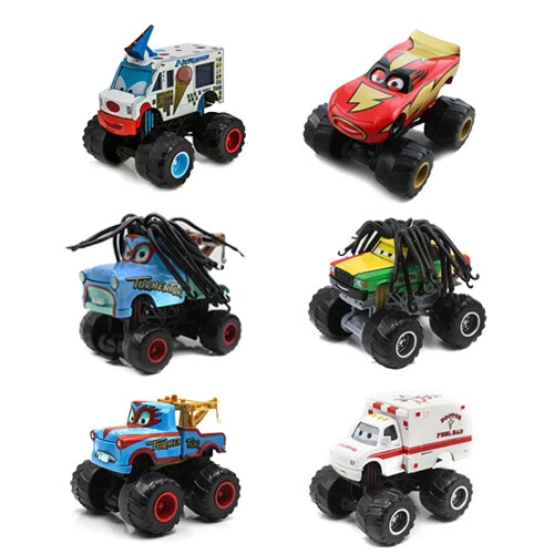 6PCS Disney Pixar Car Monster Truck Rasta Carian&Mater Metal Toy Car Party GIFT