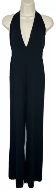 ASOS Women’s Black Cut Out Wide Leg Jersey Stretch Halter Jumpsuit Size 6