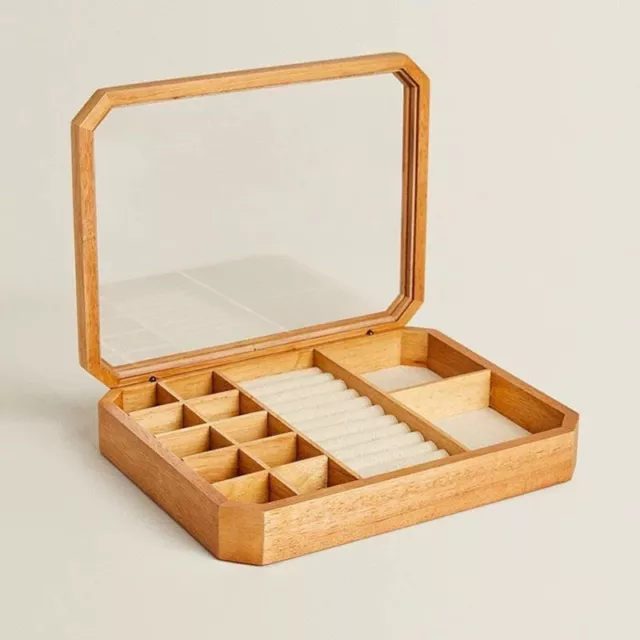 Wooden Watch Storage Boxes Bamboo Transparent Skylight Jewelry Display Organizer