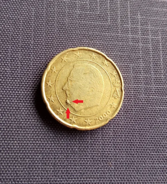 20 cents centimes belgique, 2002, fautée, TRES RARE
