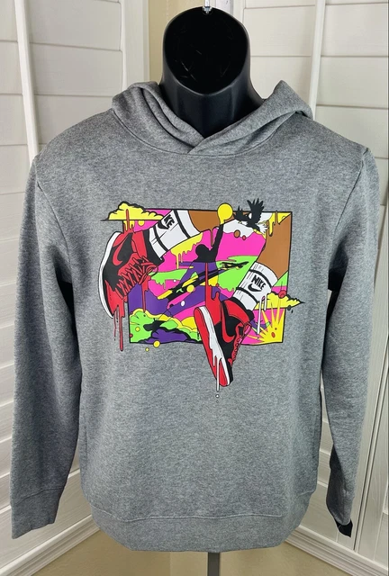 Jordan Graphic Print Carbon Heather Pullover Hoodie 95B125-GEH - Boys XL - NWT