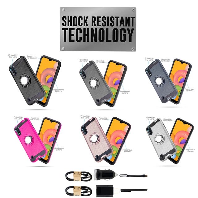 Bundle+ For Samsung Galaxy A01 / A015 Ring Magnetic Slim Phone Case Cover Armor