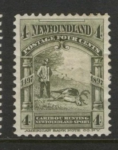 NEWFOUNDLAND 64 1897 4c CARIBOU HUNTING CABOT DISCOVERY ISSUE ABNC (#14) XF MPH