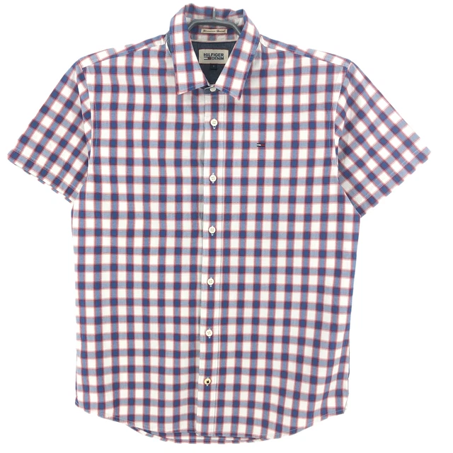 Tommy Hilfiger Uomo Slim Fit Regolare Formale Maniche Corte Camicia TAGLIA S