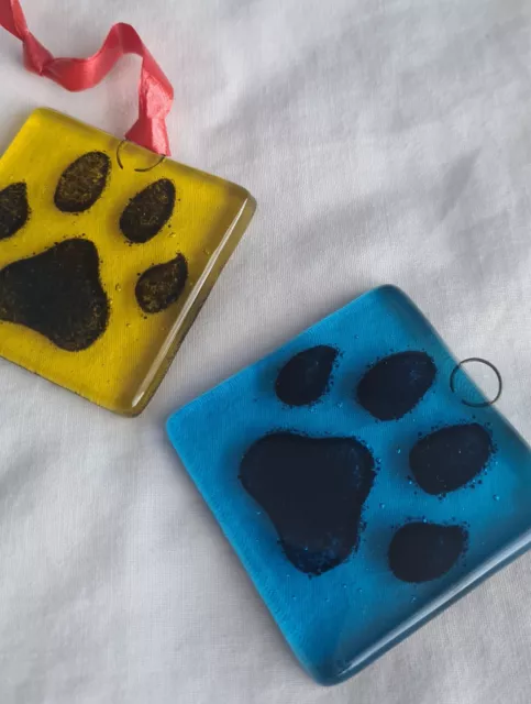 Fused Glass Paw Prints 3