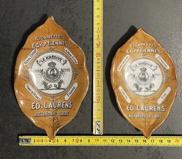 LE KHEDIVE CIGARETTES ED LAURENS 2 anciens cendriers un petit et un