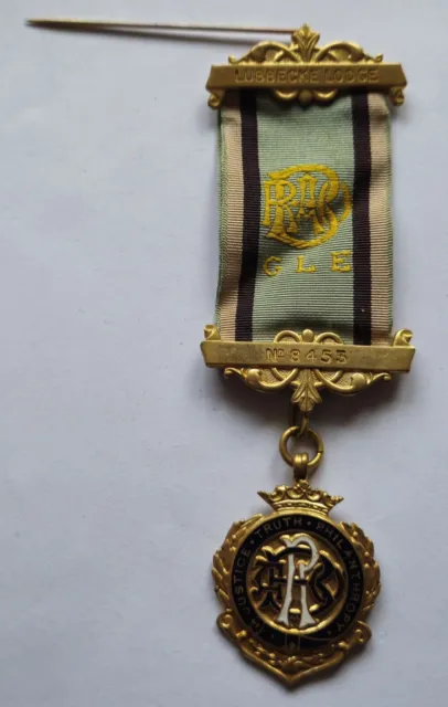 Vintage Masonic Medal. R.a.o.b. Freemason.  G.l.e. Lubbecke Lodge.  Prop.