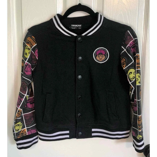 Rare Vintage Trukfit Lil Wayne Black Letterman Jacket Hip-hop Drip - Boy's 8