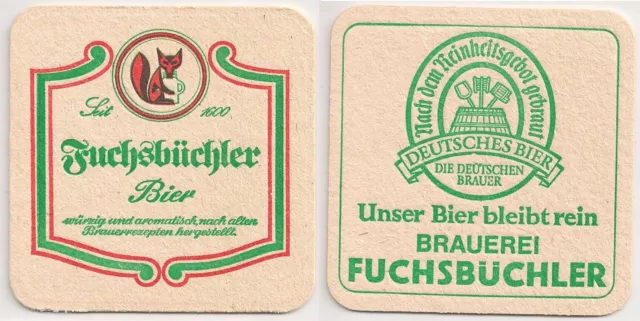 Fuchsbüchler Bier - alter Bierdeckel "Deutsches Bier - Reinheitsgebot"