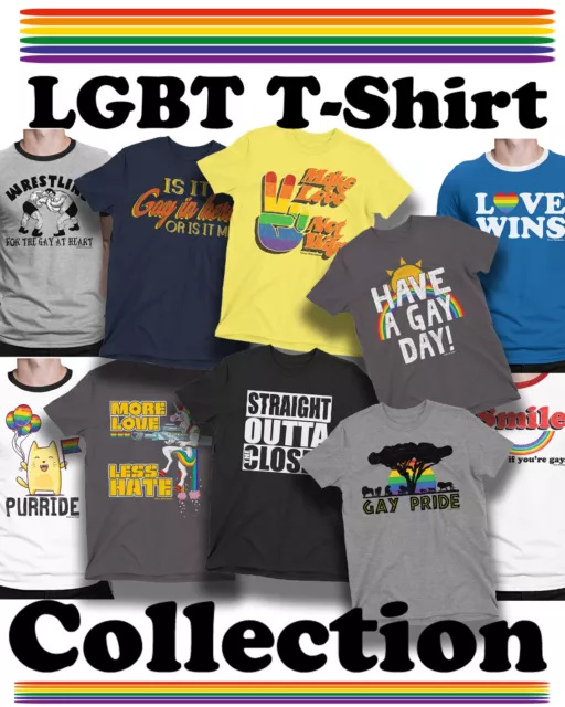Maglietta biologica Gay Pride Festival LGBT da uomo donna unisex colore arcobaleno lesbica