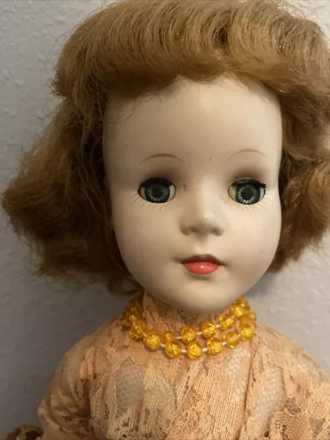 Vintage American Character Sweet Sue 50s Walker Doll Head Turns Peach Tulle Gown