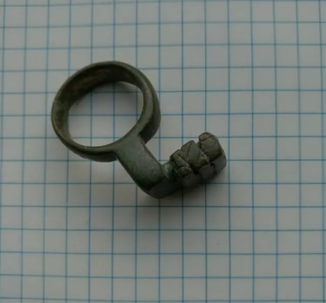 Ancient bronze small amulet ring Key. Kievan Rus 10-12 century