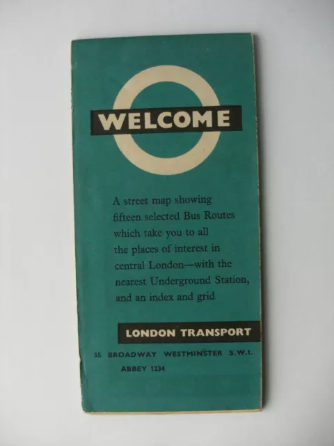 1964 London Transport Welcome Tourist Bus Route Map (Shop Ref LC6)