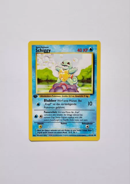 Pokemon Karte Schiggy 63/102 Base Set 1. Deutsch EX / Near Mint PSA