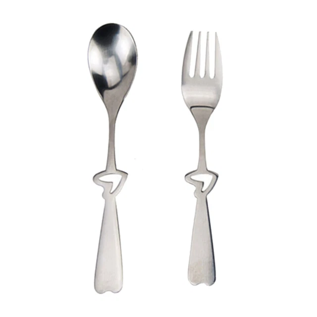 2 Argenteria Set Set di Posate Cucchiaio di Cuore Forchette Posate In Acciaio