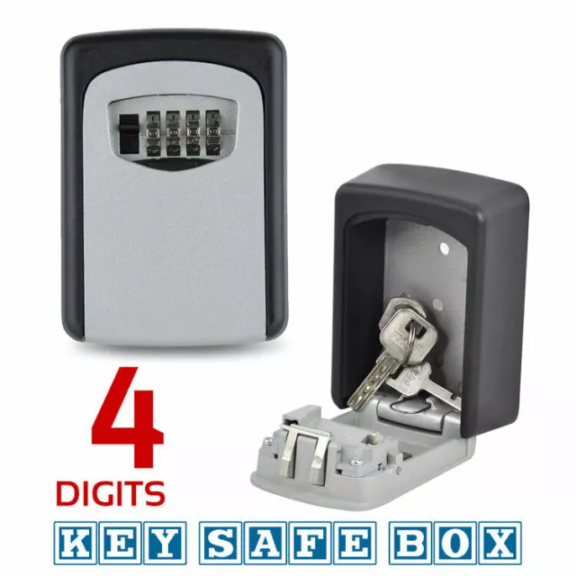 Outdoor 4 Digit Wall Mounted Combination Lock Security Key Safe Box Lock Storage