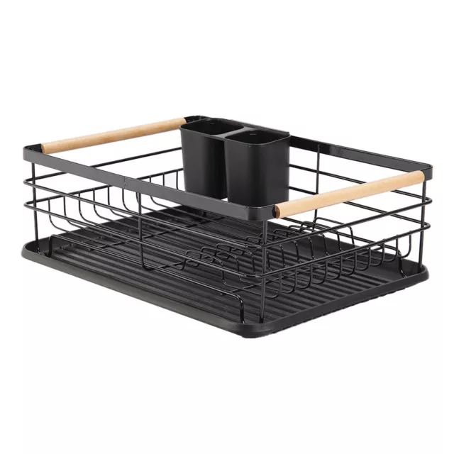 Large Metal Kitchen Dish Drainer Drying Rack Removable Drip Tray Cutlery Holder