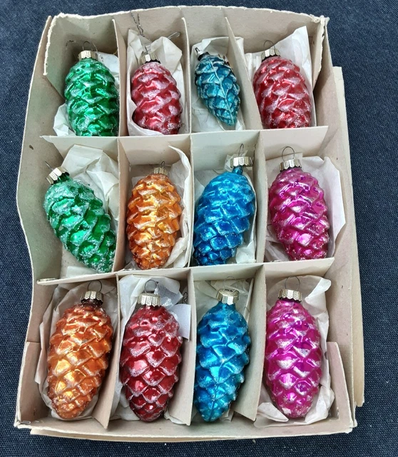 ALT LAUSCHA CHRISTBAUMKUGELN Glas Zapfen Christbaumschmuck