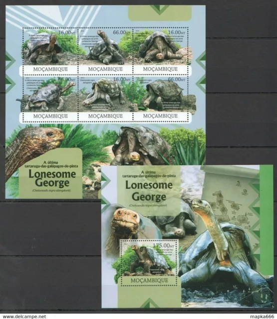 Bc1153 2012 Mozambique Fauna Reptiles Turtles Lonesome George Bl+Kb Mnh