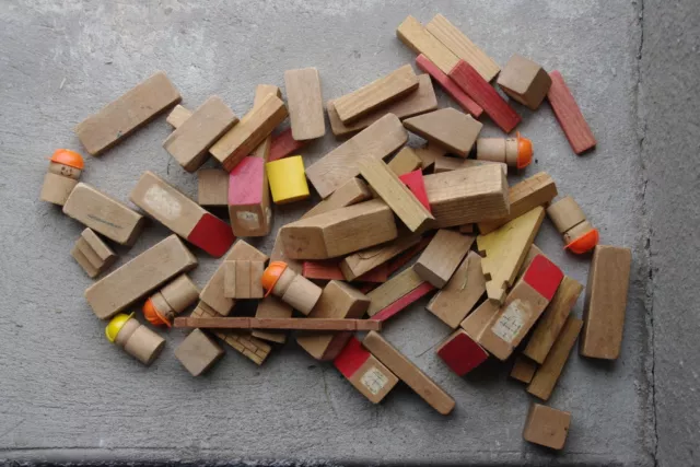 Pièces de jeu de construction ancien en bois jouet enfant