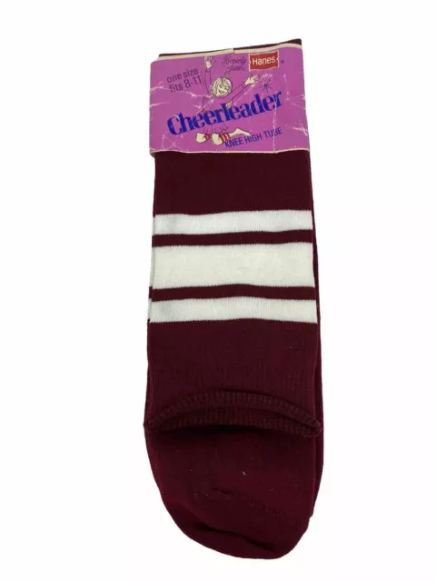 Vintage Hanes Women's Cheerleader Socks Size 8-11 Maroon Knee High Beverly Jane