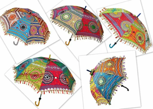 Lote de 10 piezas de sombrilla india decoración Rajasthan espejo trabajo al por mayor lote