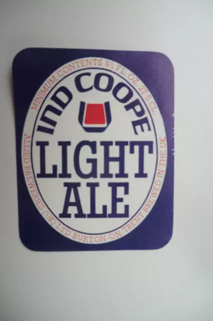 MINT IND COOPE BURTON LIGHT ALE 9 2/3fl oz BREWERY BEER BOTTLE LABEL