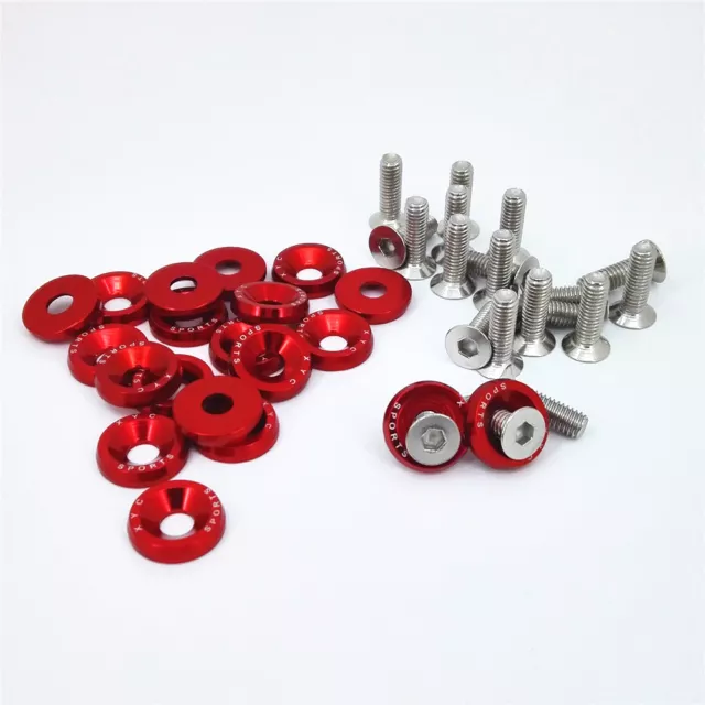 20X Billet Aluminum Fender/Bumper Washer/Bolt Engine Bay Dress up Kit M6 10mm